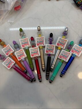 “Praying Mama Raising Warriors,” Colorful Beaded Stylus Pens - Assorted Colors